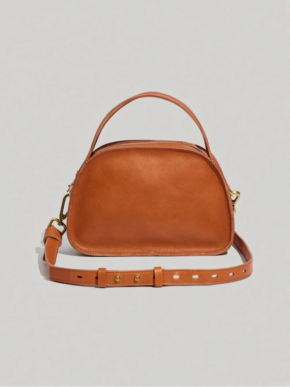 Madewell The Sydney Zip-Top Crossbody Bag Burnished Caramel 100% Cow Leather
